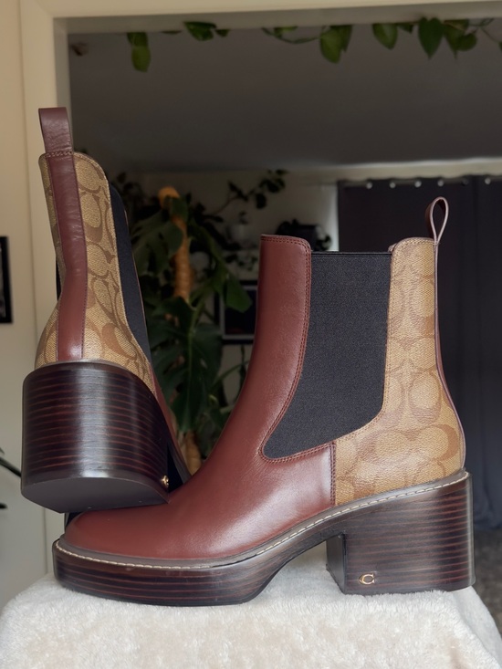 Coach Shoes - New COACH Kinsley Booties Brown Leather Monogram - Size US 10 / UK 8 / EU 40.5